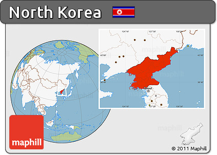 Savanna Style Location Map of North Korea, highlighted continent