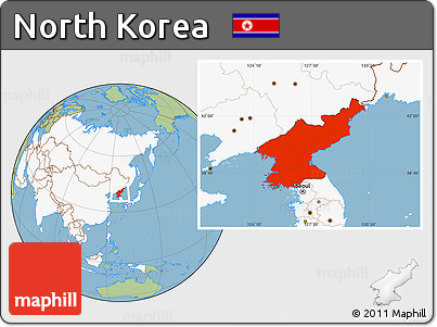 Savanna Style Location Map of North Korea, highlighted continent