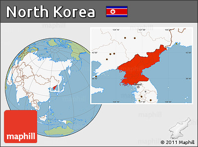 Savanna Style Location Map of North Korea, highlighted continent