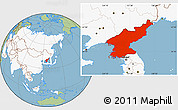 Savanna Style Location Map of North Korea, highlighted continent