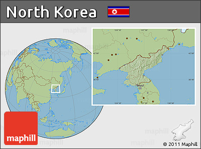 Savanna Style Location Map of North Korea, hill shading inside