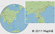 Savanna Style Location Map of North Korea, hill shading inside