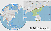 Savanna Style Location Map of North Korea, lighten, desaturated, land only