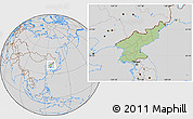 Savanna Style Location Map of North Korea, lighten, desaturated
