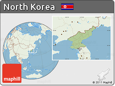 Savanna Style Location Map of North Korea, lighten, land only