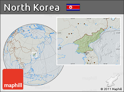 Savanna Style Location Map of North Korea, lighten, semi-desaturated, hill shading