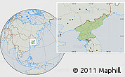 Savanna Style Location Map of North Korea, lighten, semi-desaturated