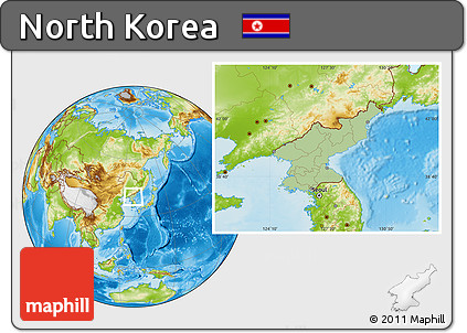 Savanna Style Location Map of North Korea, physical outside