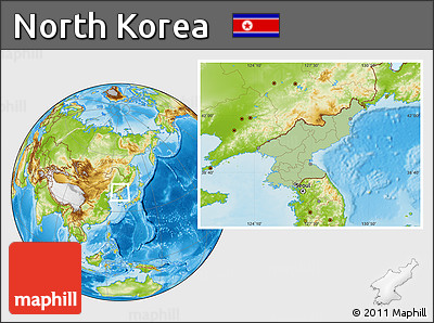 Savanna Style Location Map of North Korea, physical outside