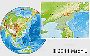 Savanna Style Location Map of North Korea, physical outside