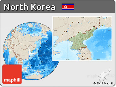 Savanna Style Location Map of North Korea, shaded relief outside, hill shading