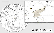 Shaded Relief Location Map of North Korea, blank outside