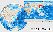Shaded Relief Location Map of North Korea, within the entire continent