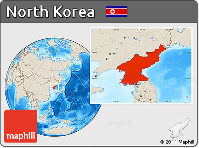 Shaded Relief Location Map of North Korea