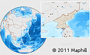 Shaded Relief Location Map of North Korea, lighten, desaturated, land only