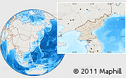 Shaded Relief Location Map of North Korea, lighten, land only