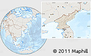 Shaded Relief Location Map of North Korea, lighten
