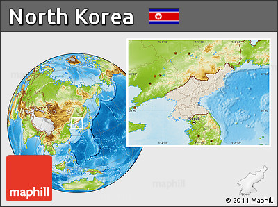Shaded Relief Location Map of North Korea, physical outside