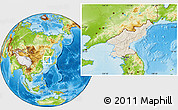 Shaded Relief Location Map of North Korea, physical outside