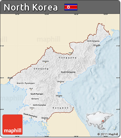 Classic Style Map of North Korea, single color outside