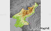 Physical Map of North Korea, darken, desaturated