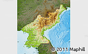 Physical Map of North Korea, darken, land only