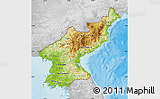 Physical Map of North Korea, lighten, desaturated, land only