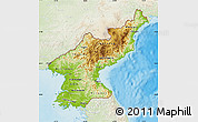 Physical Map of North Korea, lighten, land only