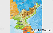 Physical Map of North Korea, political outside