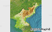 Physical Map of North Korea, satellite outside