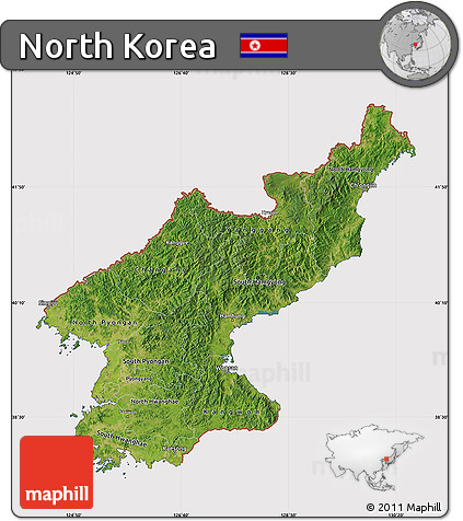 Satellite Map of North Korea, cropped outside
