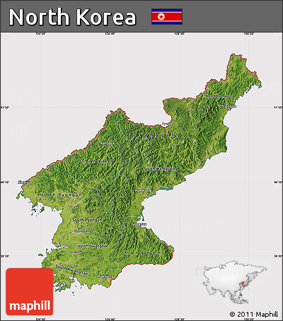 Satellite Map of North Korea, cropped outside