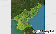 Satellite Map of North Korea, darken, land only