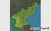 Satellite Map of North Korea, darken, semi-desaturated, land only