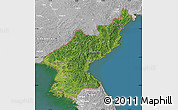 Satellite Map of North Korea, lighten, desaturated, land only