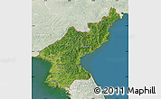 Satellite Map of North Korea, lighten, land only