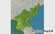 Satellite Map of North Korea, lighten, semi-desaturated, land only