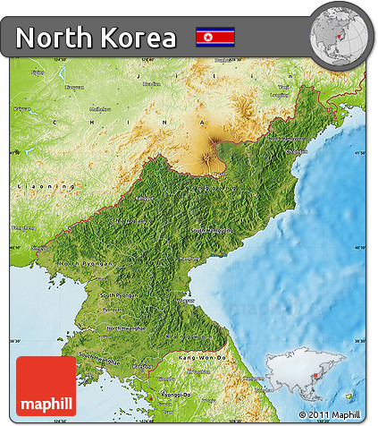 Satellite Map of North Korea, physical outside