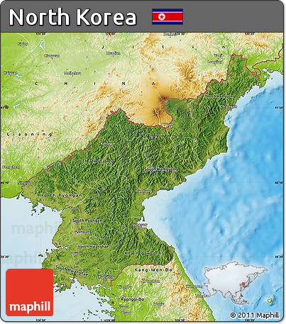 Satellite Map of North Korea, physical outside