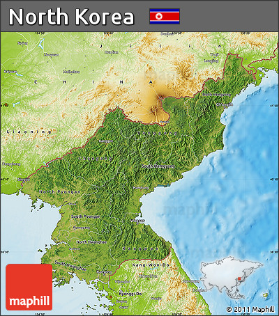 Satellite Map of North Korea, physical outside