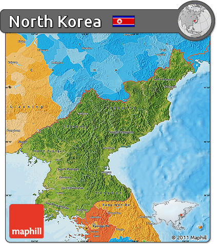 Satellite Map of North Korea, political outside
