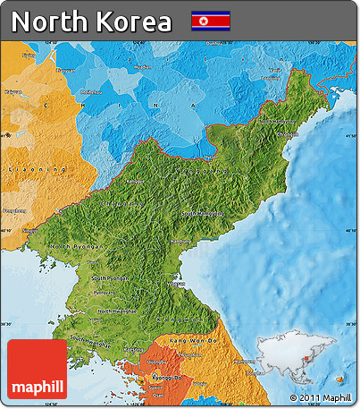 Satellite Map of North Korea, political outside