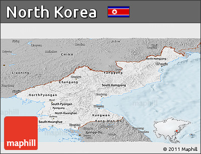 Gray Panoramic Map of North Korea