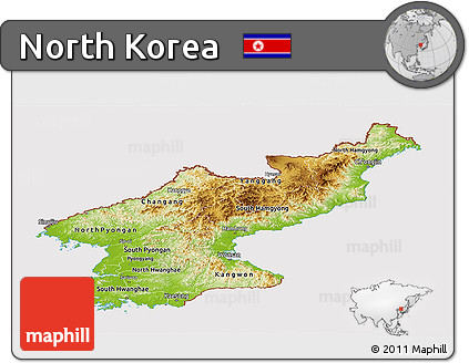 Physical Panoramic Map of North Korea, cropped outside
