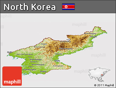 Physical Panoramic Map of North Korea, cropped outside