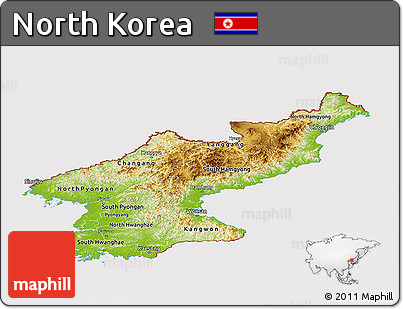 Physical Panoramic Map of North Korea, cropped outside
