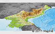 Physical Panoramic Map of North Korea, darken, desaturated, land only