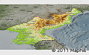 Physical Panoramic Map of North Korea, darken, semi-desaturated