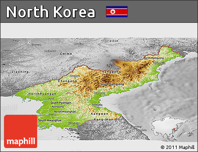 Physical Panoramic Map of North Korea, desaturated