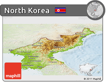Physical Panoramic Map of North Korea, lighten